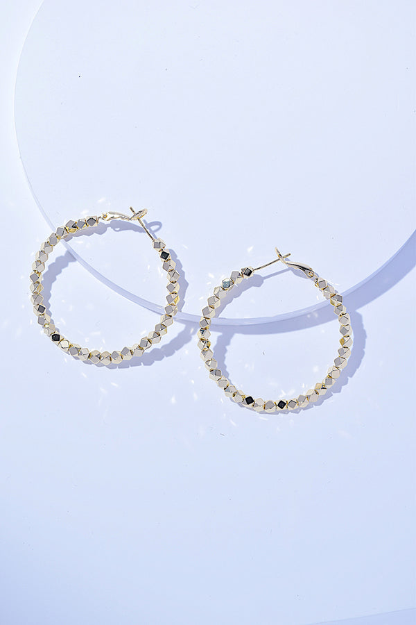 Elegant Alloy Hoop Earrings with Geometric Beads