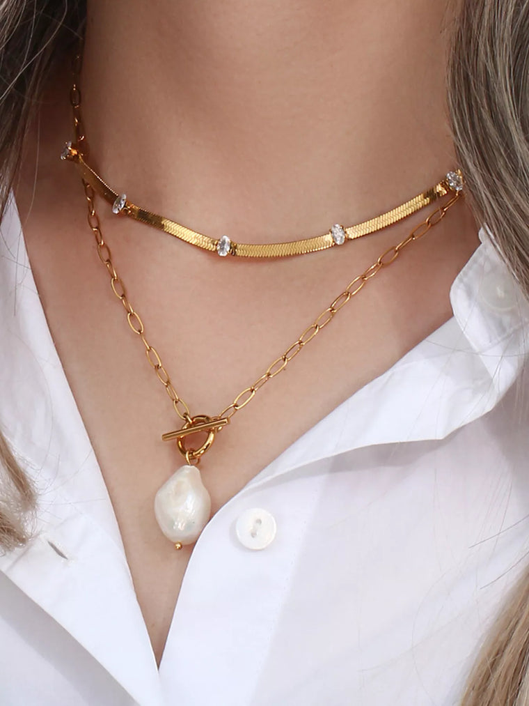 18K Gold-Plated Baroque Pearl Pendant Necklace